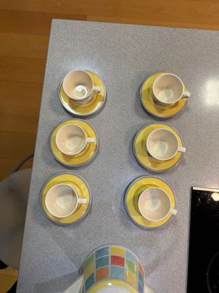 Juego 6 Tazas y Platos de café Porcelana premium