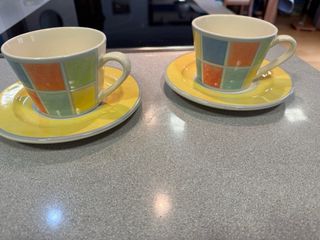 Juego 6 Tazas y Platos de café Porcelana premium