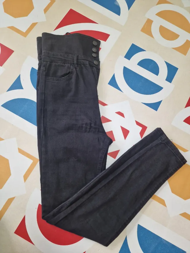 Vaqueros mujer negros cintura alta