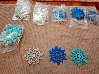 Adornos Copos Nieve Árbol Azul Plata Teal