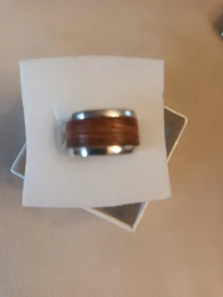 Anillo Plata Ley 925mm cuero Marrón