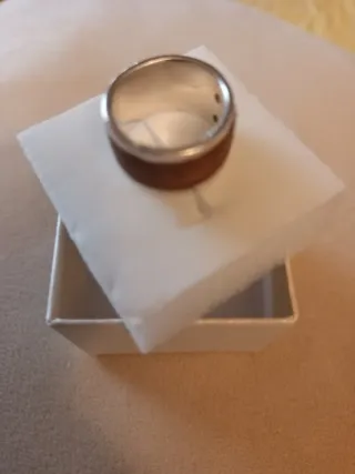 Anillo Plata Ley 925mm cuero Marrón