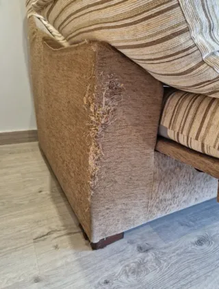 Sofá de 2 plazas beige y marrón