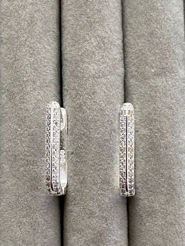 Pendientes rectangulares plata con cristales