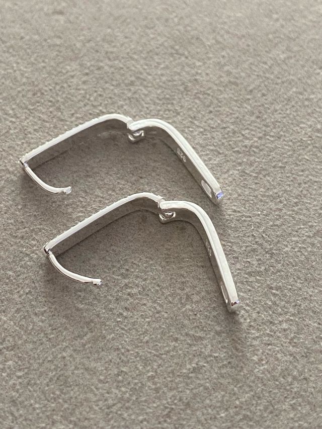 Pendientes rectangulares plata con cristales