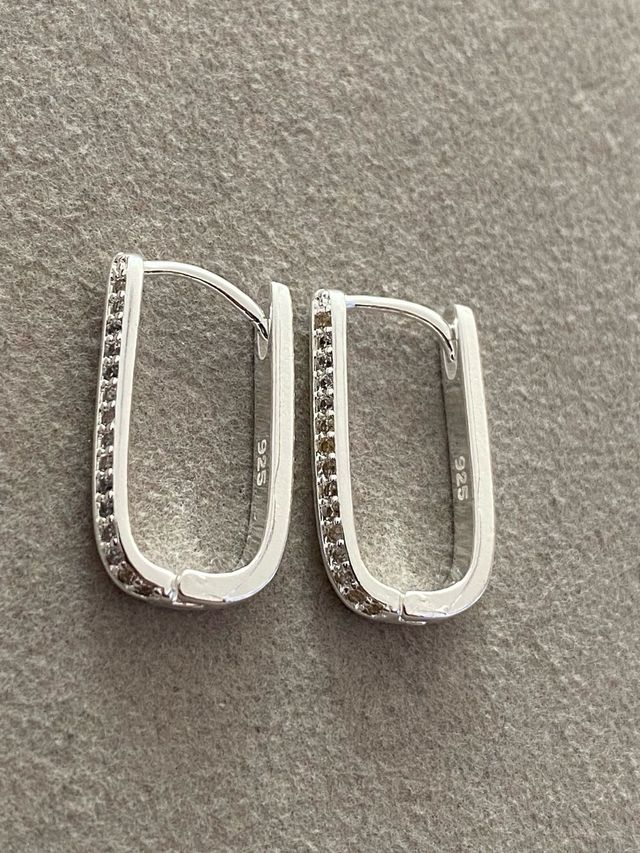 Pendientes rectangulares plata con cristales