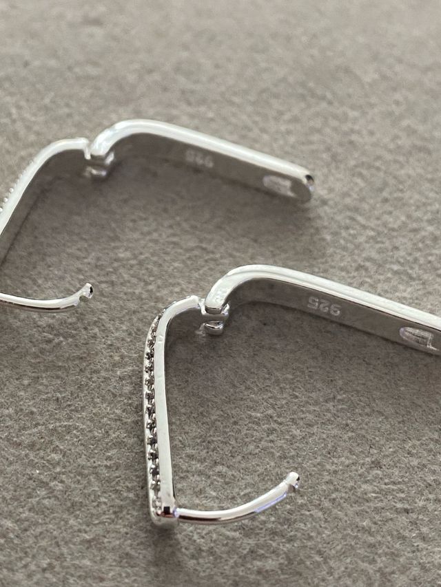 Pendientes rectangulares plata con cristales