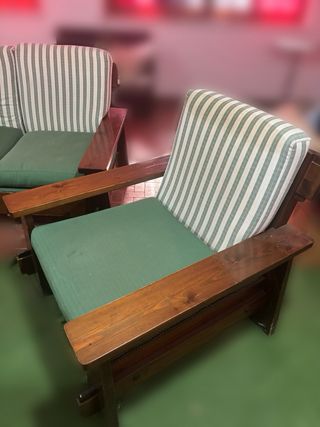 Divano 3 posti + 2 poltrone legno