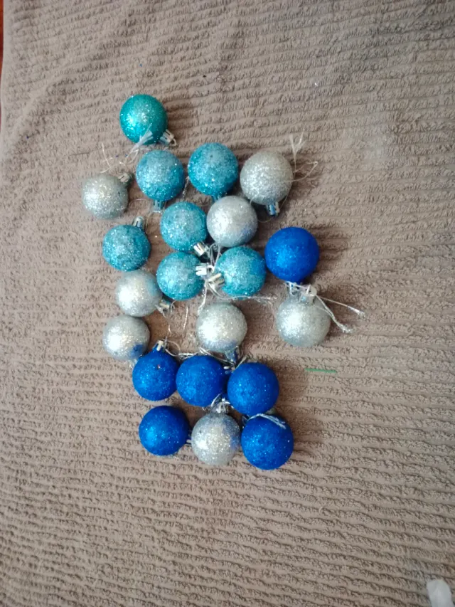 Adornos Navideños Bolas Azul y Plata