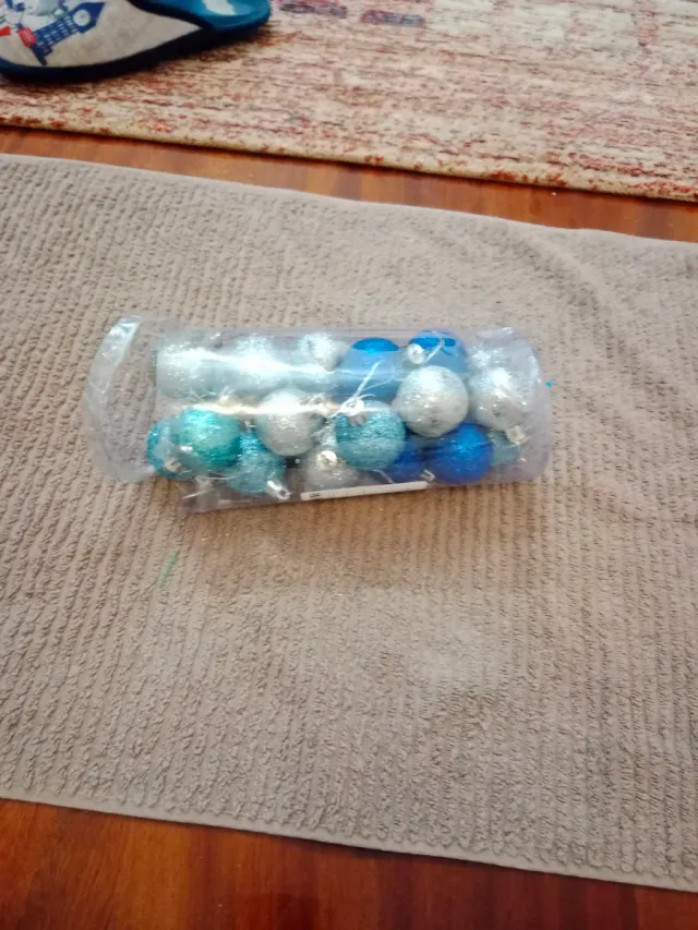 Adornos Navideños Bolas Azul y Plata