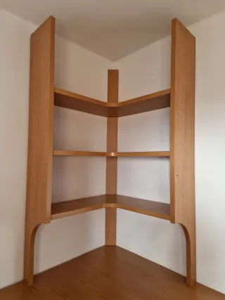 Escritorio esquinero grande con estanterías -Roble