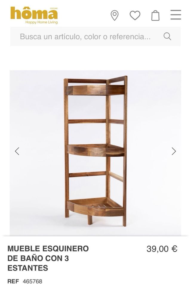 Mueble esquinero de 3 baldas