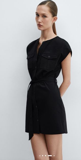 Vestido negro Mango con cinturón