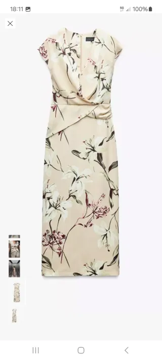 Vestido Zara floral beige