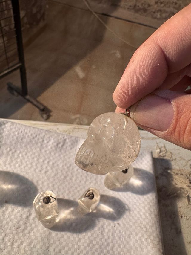 Colgante Calavera Cuarzo Cristal Natural