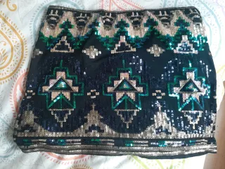 Falda corta lentejuelas étnica