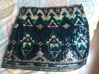 Falda corta lentejuelas étnica