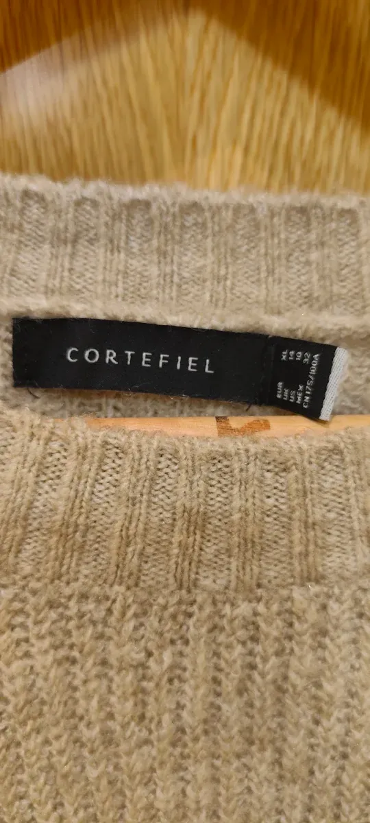 Jersey Cortefiel beige y blanco mujer