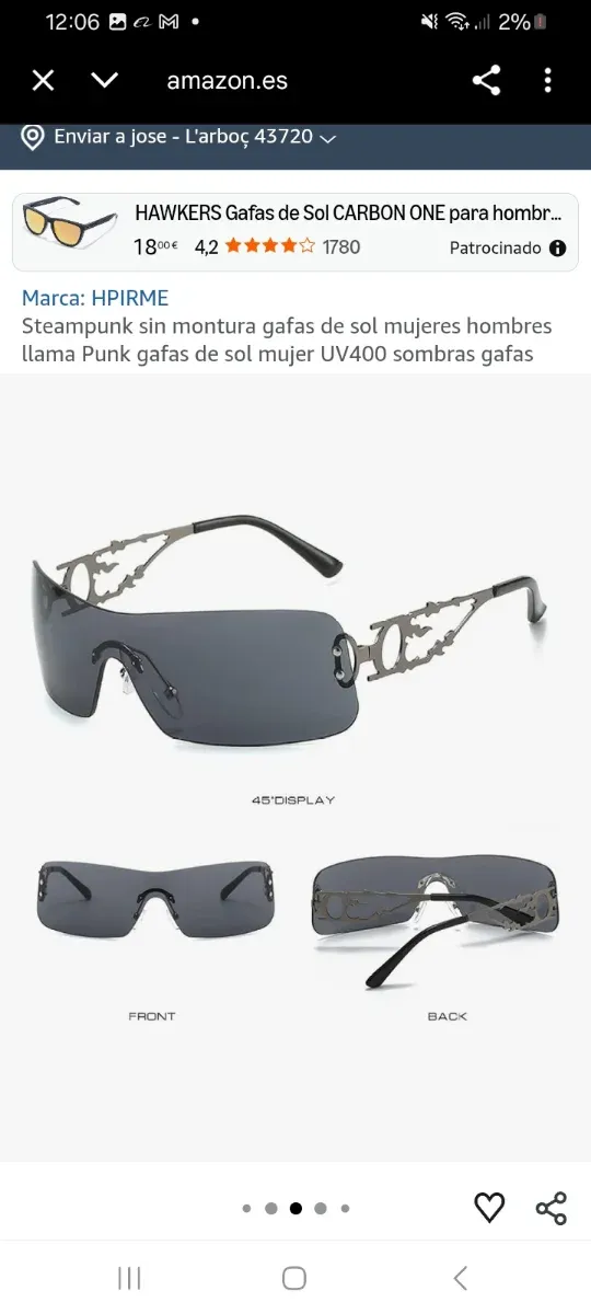 Gafas de sol HPIRME Steampunk sin montura