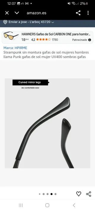 Gafas de sol HPIRME Steampunk sin montura