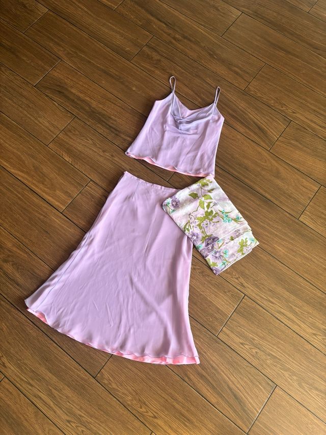 Conjunto para evento ( falda, top y chal )