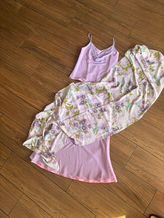 Conjunto para evento ( falda, top y chal )