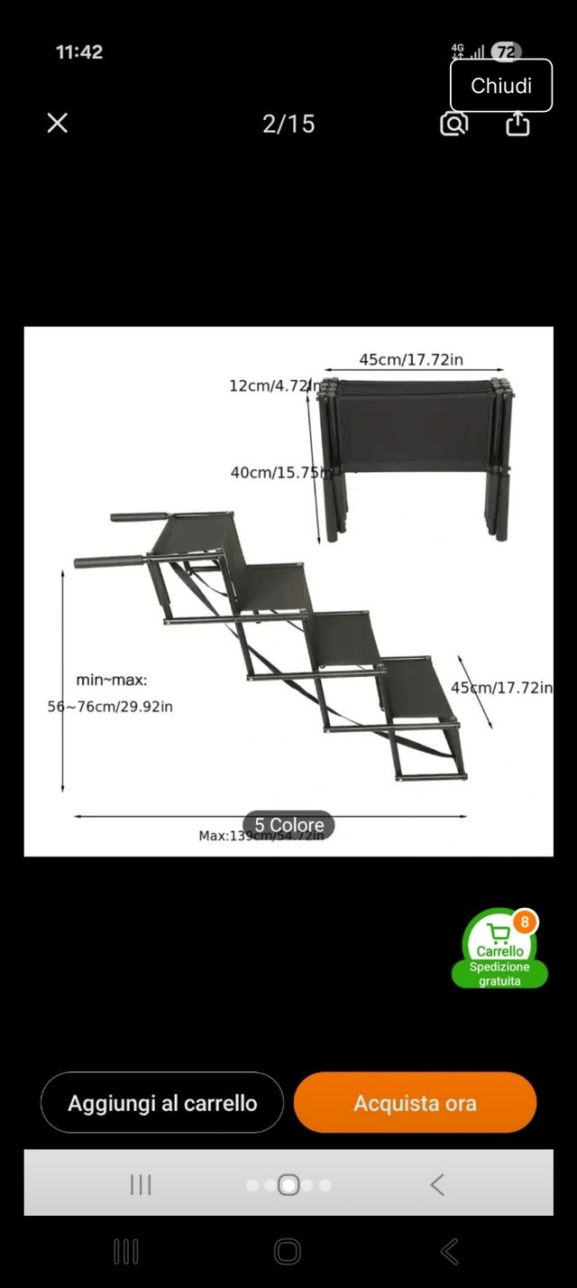 Scala pieghevole per cani