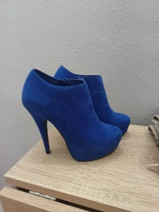 Botines azules tacón plataforma talla 37
