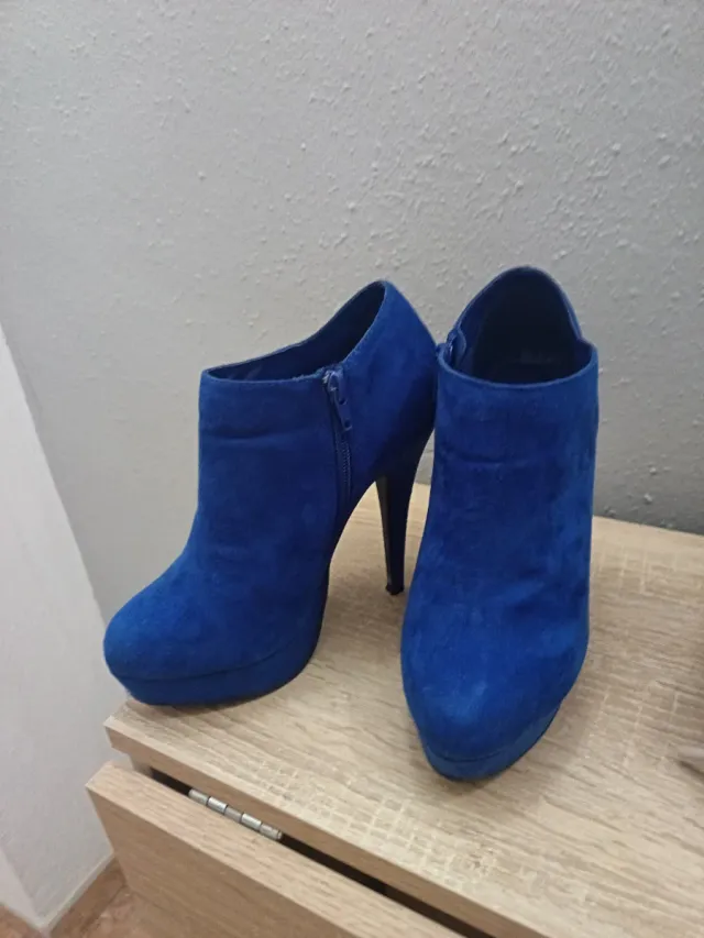 Botines azules tacón plataforma talla 37