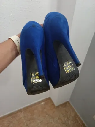 Botines azules tacón plataforma talla 37
