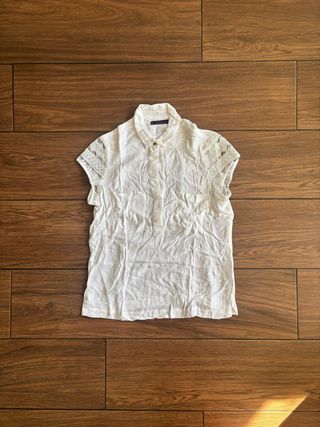 Blusa Mango Blanca Encaje