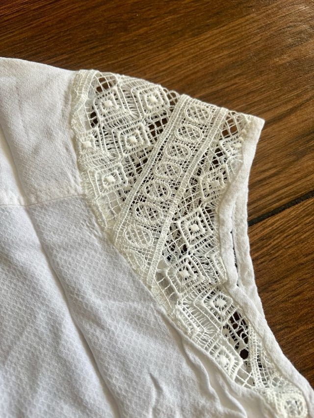 Blusa Mango Blanca Encaje