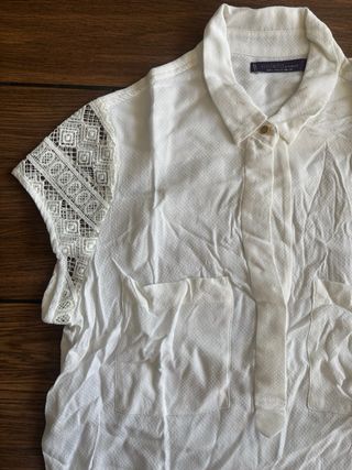 Blusa Mango Blanca Encaje