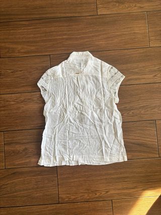 Blusa Mango Blanca Encaje
