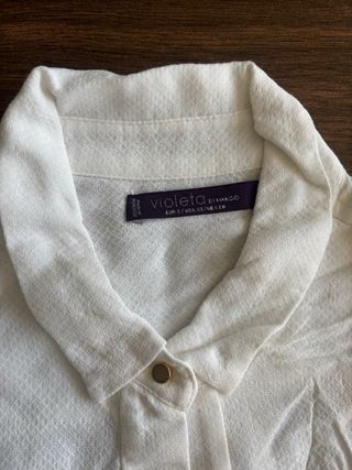 Blusa Mango Blanca Encaje