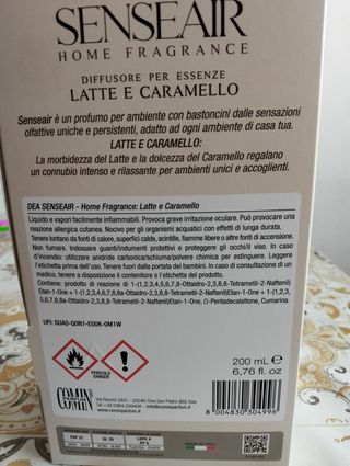 Diffusore in vetro fragranza Latte e Caramello