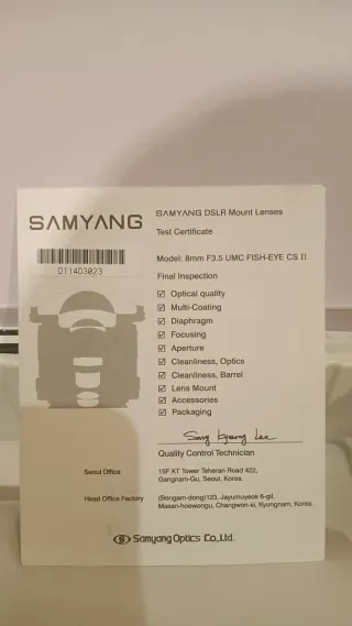 Objetivo Samyang 8mm F3.5 UMC Fisheye CS II