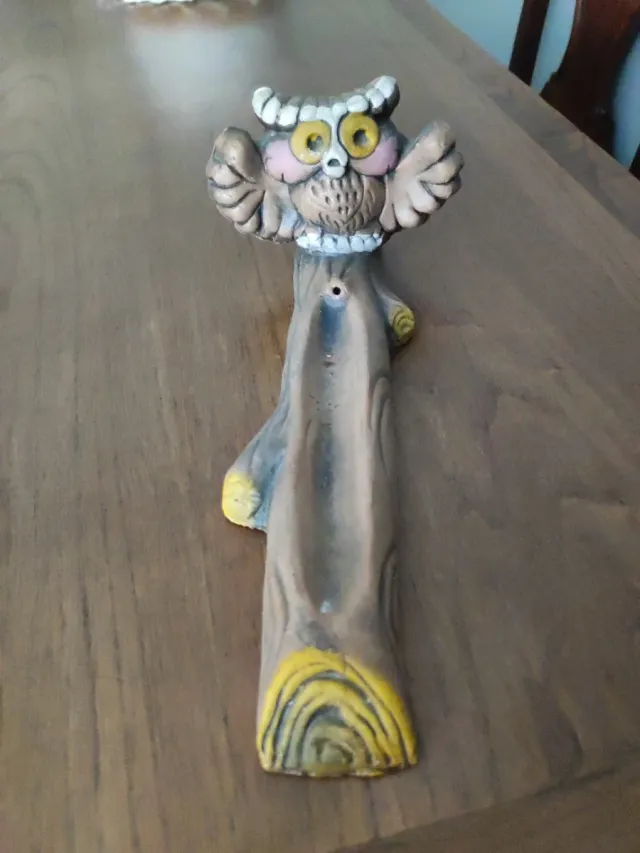 Quemador incienso y adorno búho cerámica