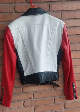 Cazadora motera CHIA piel, forro y cinturón