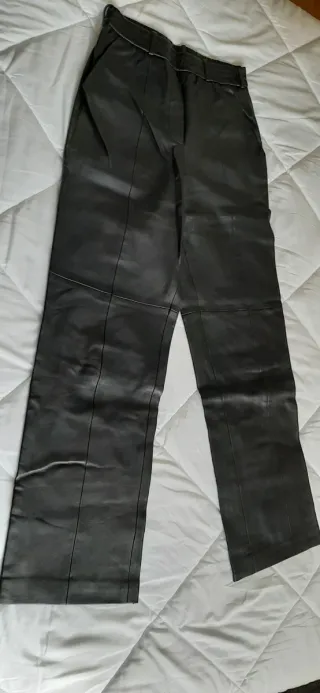Pantalón cuero sintético mujer negro