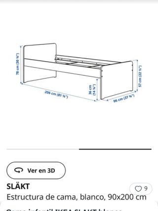 Cama nido IKEA SLÄKT blanca 90x200 cm