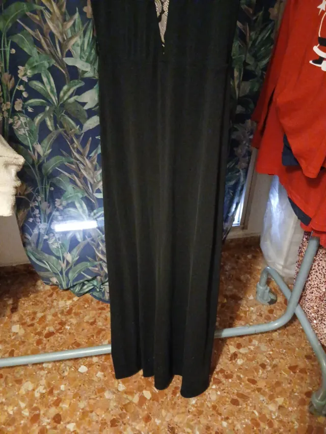 Vestido largo Mango Talla S/36 encaje negro