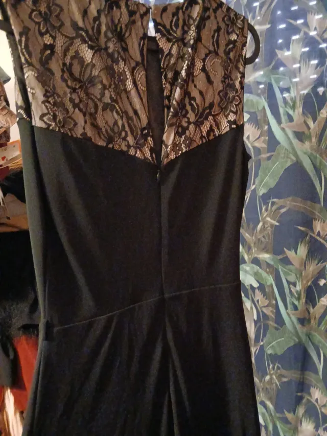 Vestido largo Mango Talla S/36 encaje negro