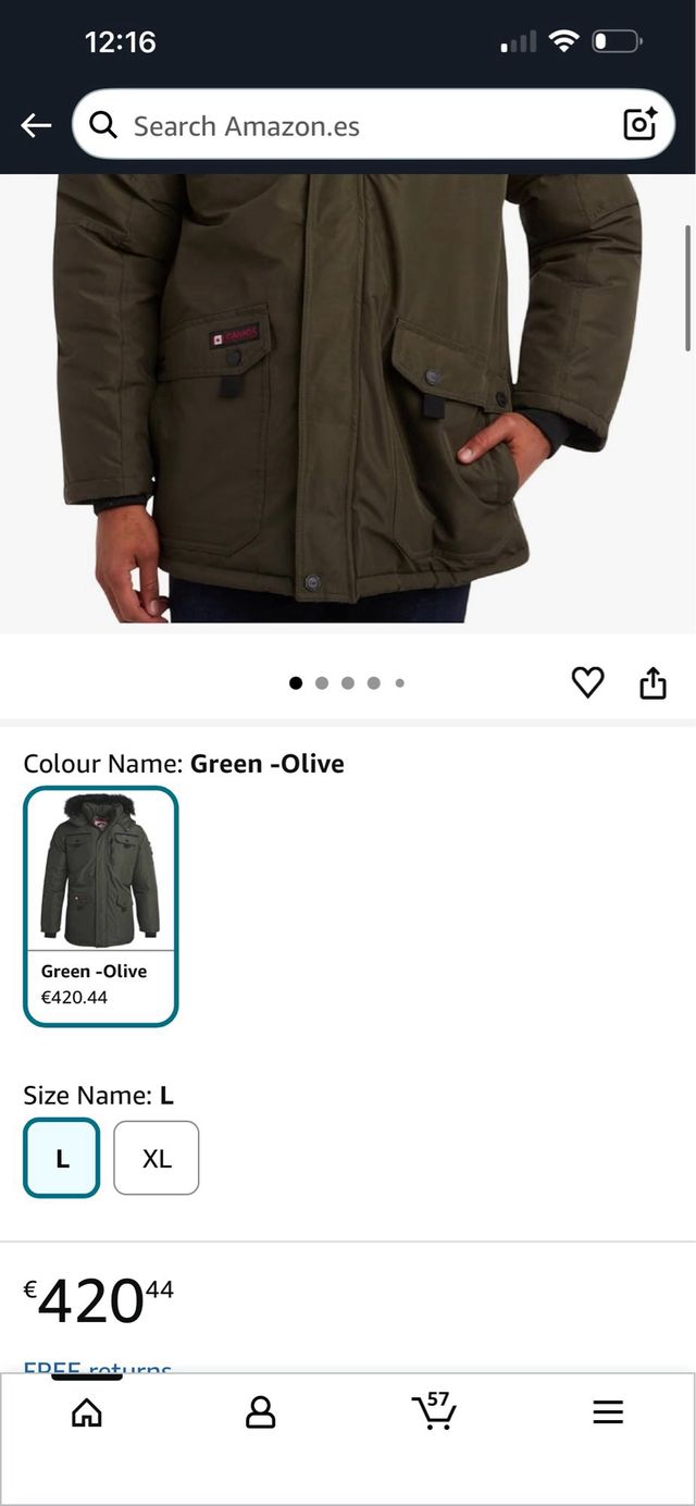 Parka Canada Weather Gear Talla L Negra