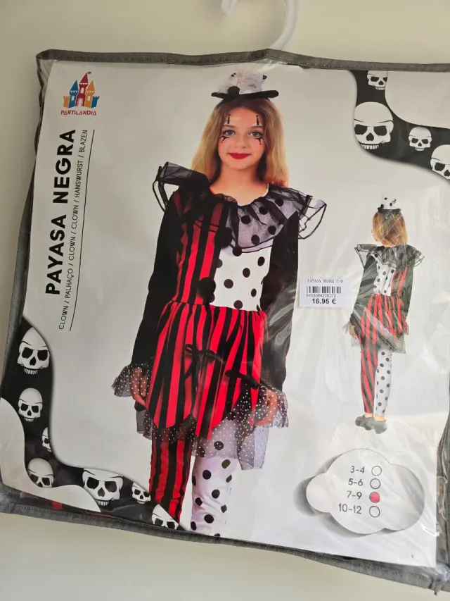 Disfraz Payasa Negra Talla 7-9 Años