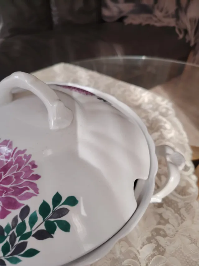 Sopera Vintage Porcelana Flores Rosas