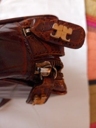 Bolso de piel mujer marrón/rojo Marca Acosta.