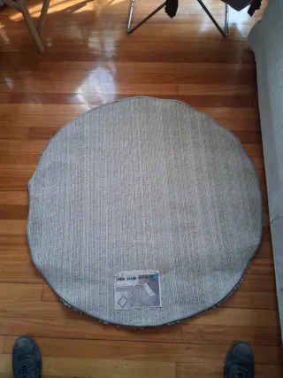 Tappeto rotondo pelo lungo grigio