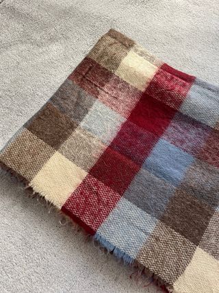 Bufanda cuadros marrón burdeos celeste beige
