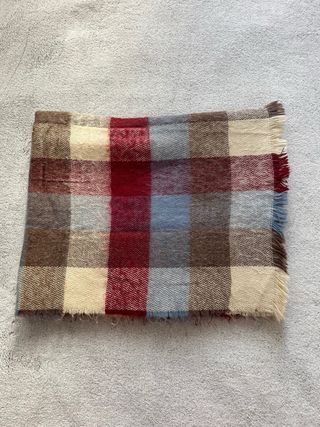 Bufanda cuadros marrón burdeos celeste beige